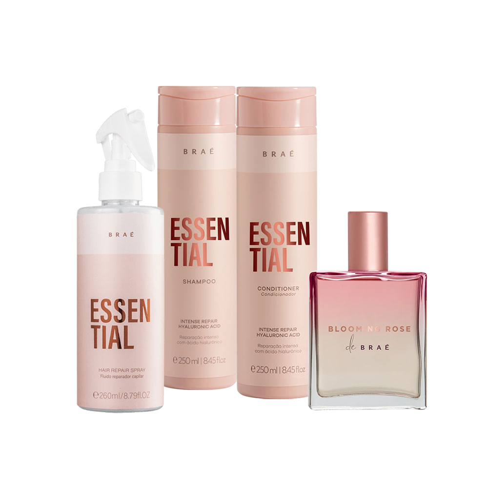 Kit Braé Shampoo 250ml + Condicionador 250ml + Leave-in 260ml + Perfume Para Cabelo 50ml