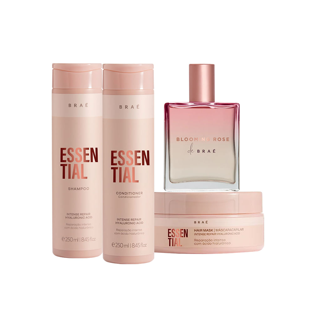 Kit Braé Shampoo 250ml + Condicionador 250ml + Máscara 200g + Perfume Para Cabelo 50ml
