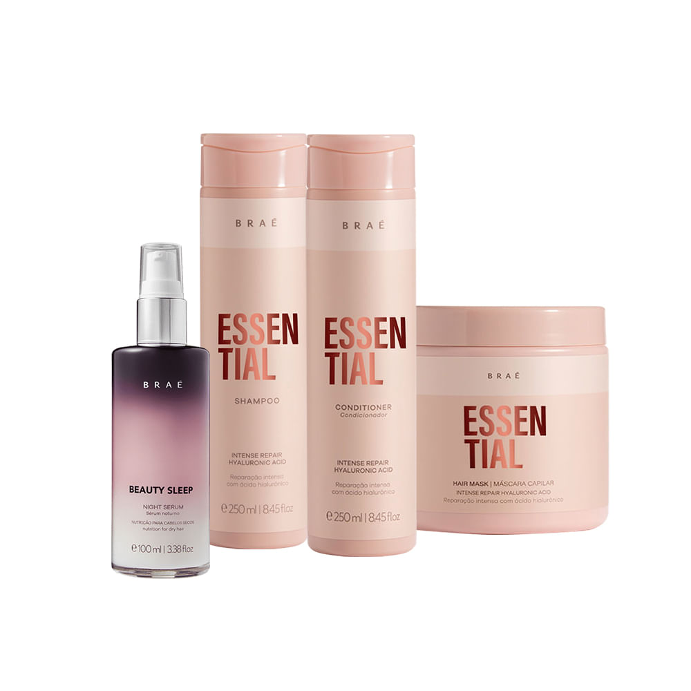 Kit Braé Shampoo 250ml + Condicionador 250ml + Máscara 500g + Beauty Sleep 100ml
