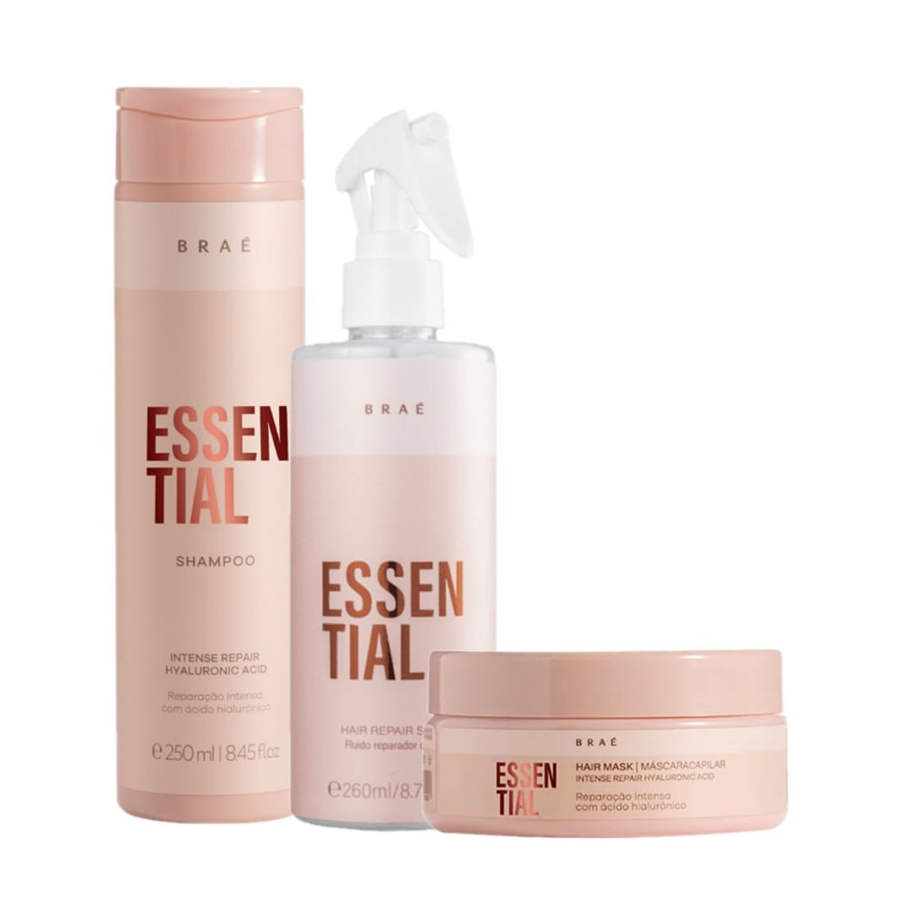 Kit Braé Essential Shampoo 250ml + Máscara 200g + Leave-in 260ml
