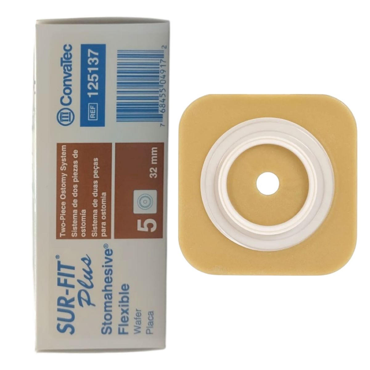 Kit 5 Placa Para Ostomia Plana Pré-cortada Micropore Convatec 32mm