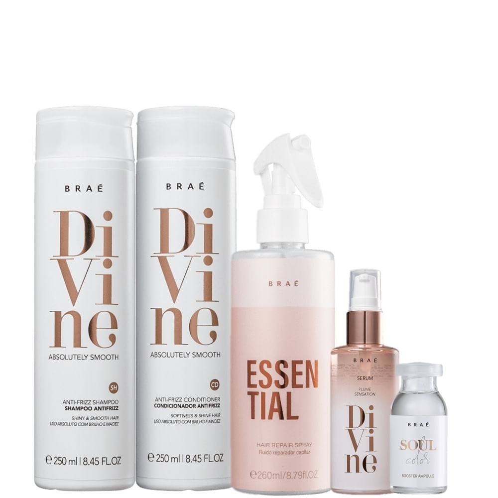 Kit Braé  Shampoo 250ml + Condicionador 250ml + Sérum Reparador 60ml + Ampola 13ml+ Leave-in 260ml