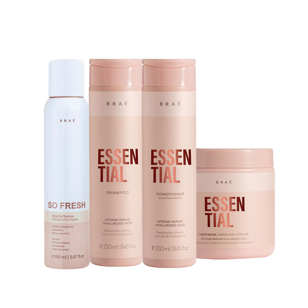 Kit Braé Shampoo 250ml + Condicionador 250ml + Máscara 500g + So Fresh 150ml