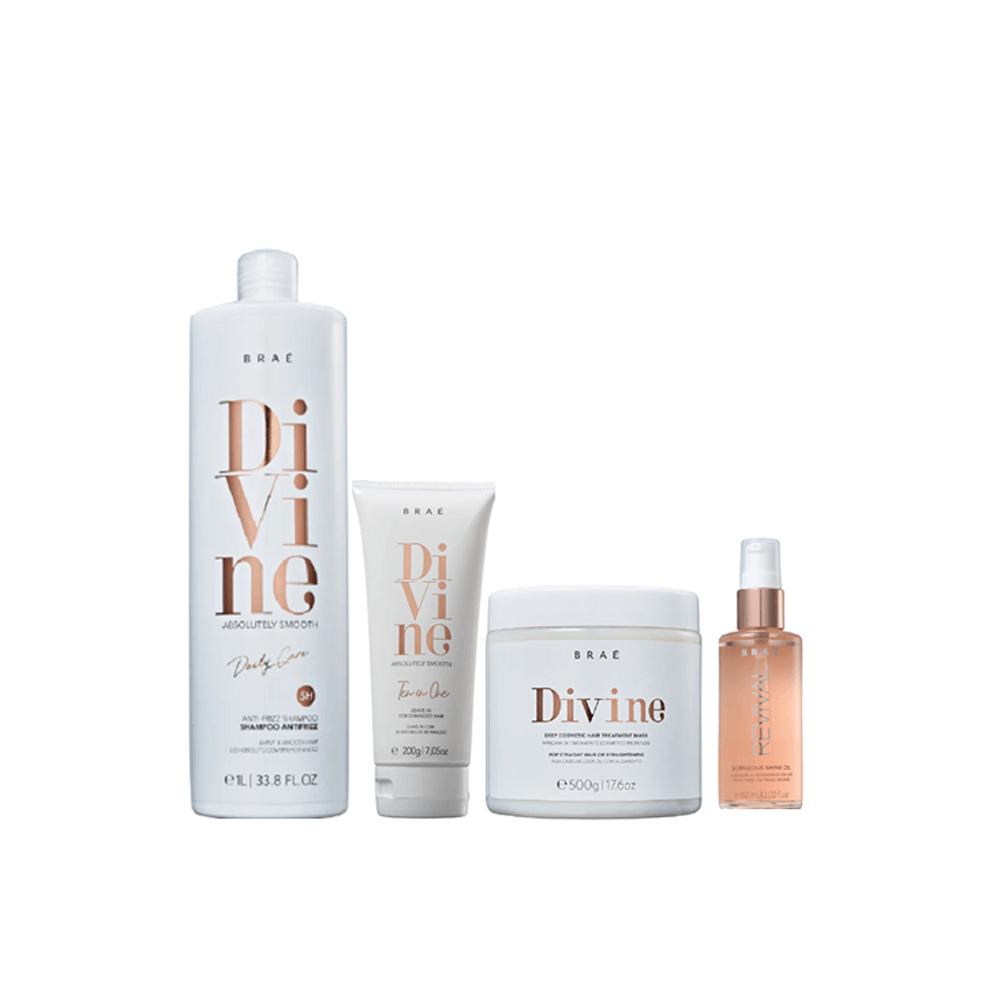 Kit Braé Divine Shampoo 1l+ Máscara 500g + Leave-in 200g + Óleo Capilar Revival 60ml