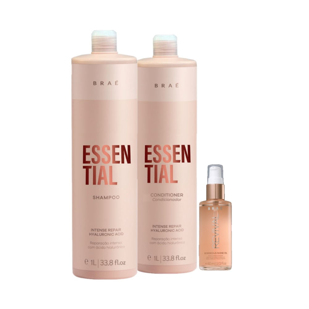 Kit Braé Shampoo 1l + Condicionador 1l + Óleo Capilar 60ml