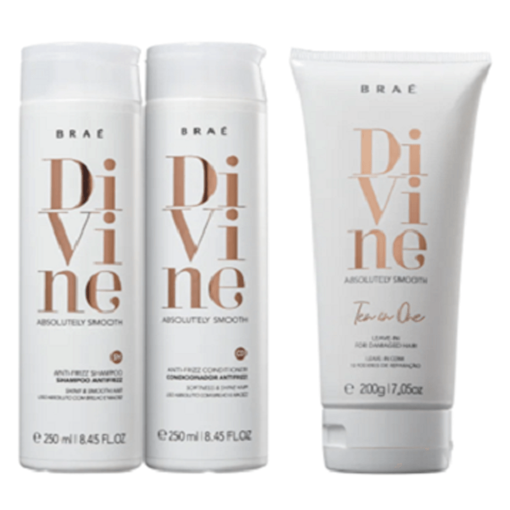 Kit Braé Divine Shampoo 250ml + Condicionador 250ml + Leave-in 200ml