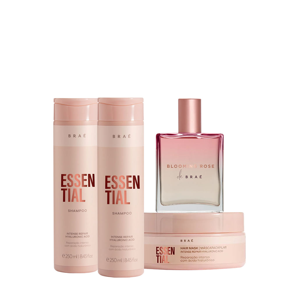 Kit Braé 2 Shampoo 250ml + Máscara Essential 200g + Perfume Para Cabelo 50ml