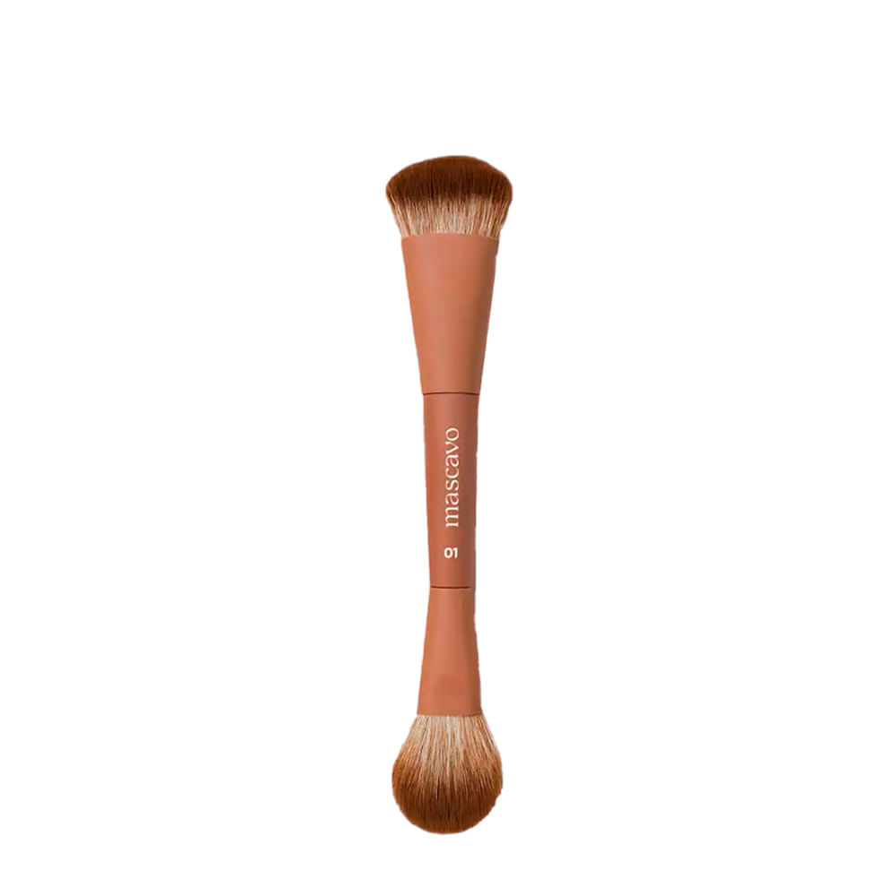 Kit Pro Series Mascavo Pincel de Maquiagem Duplo para Rosto + Pincel de Maquiagem Duplo para Sombra