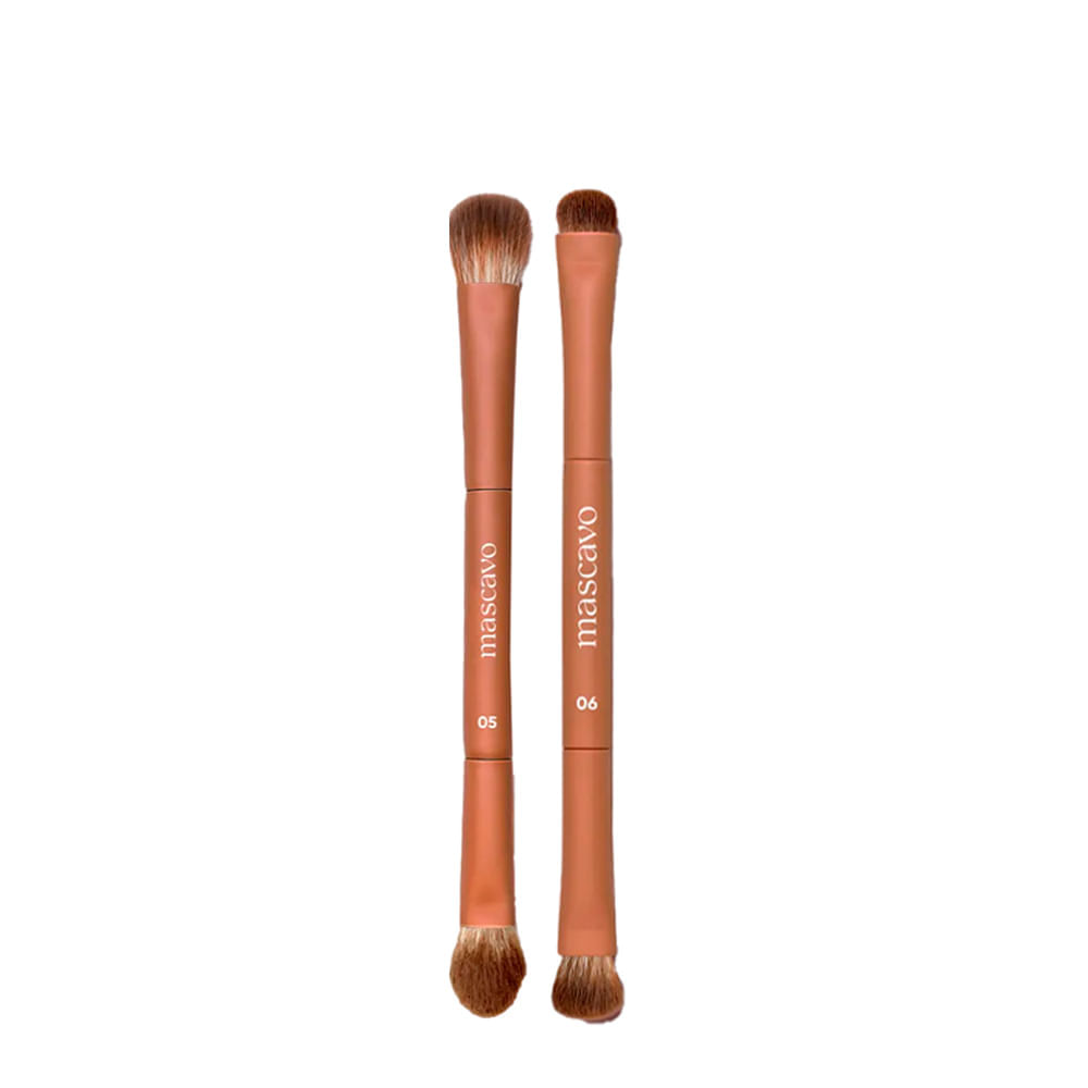 Kit Pro Series Mascavo Pincel de Maquiagem Duplo para Sombra + Multifuncional Rosto