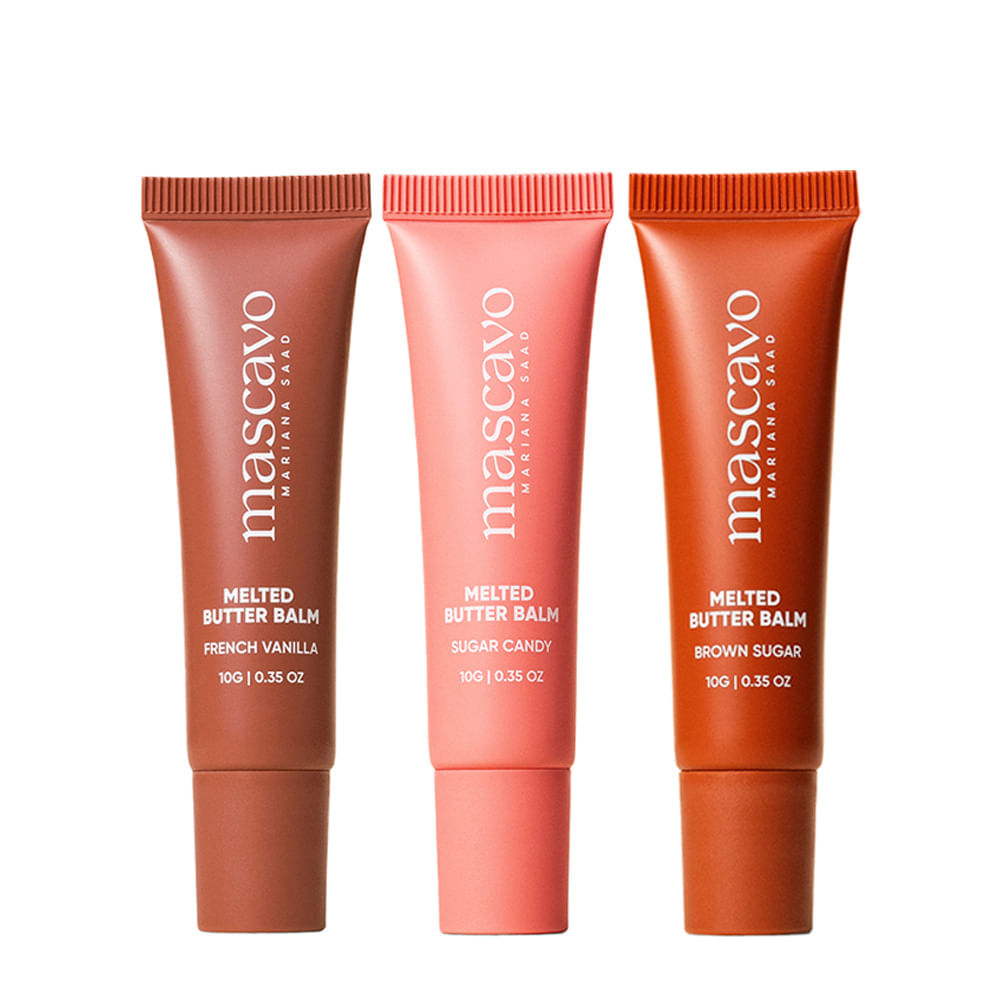 Kit Lip Balm Melted Butter Mascavo French Vanilla 10g + Sugar Candy 10g + Brown Sugar 10g