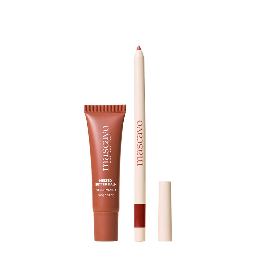 Kit Melted Butter Mascavo Lip Balm French Vanilla 10g + Lapiseira Labial Rosewood 0,3g