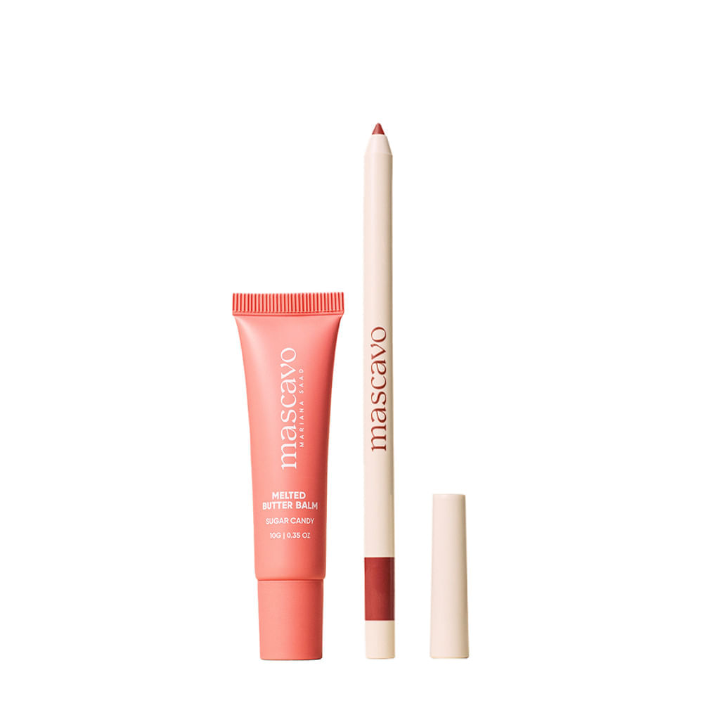 Kit Melted Butter Mascavo Lip Balm Sugar Candy 10g + Lapiseira Labial Dusty Rose 0,3g