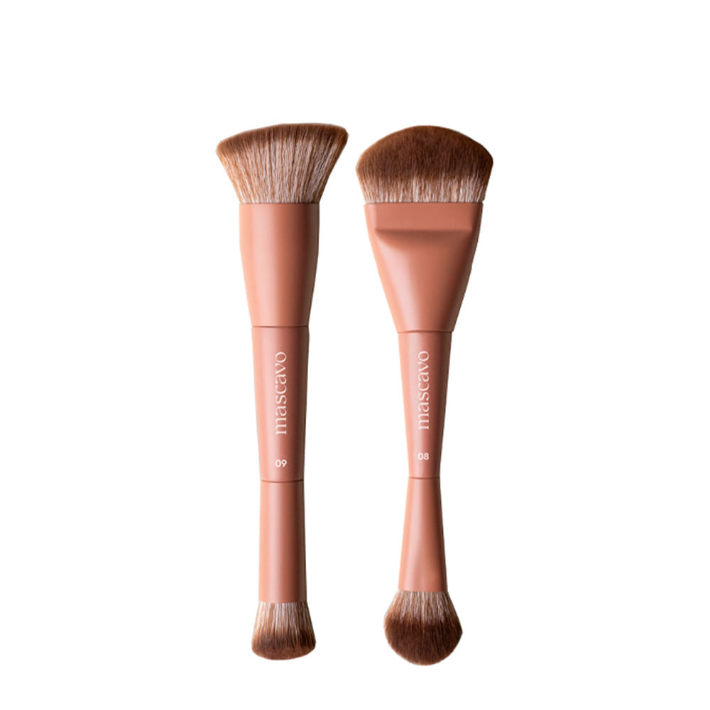 Kit Pro Series Mascavo Pincel de Maquaigem Duplo Base e Corretivo + Duplo Multifuncional