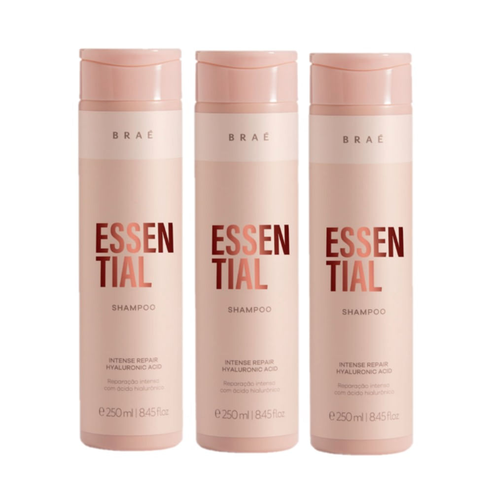 Kit Shampoo Extra Essential Braé 250ml 3 Unidades