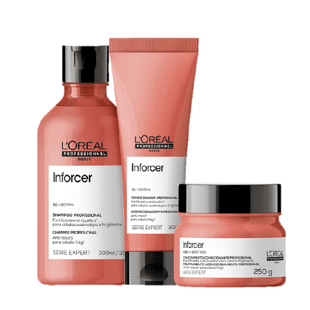 Kit Inforcer L'oreal Professionnel Shampoo 300ml+ Condicionador 200ml+ Máscara 250g