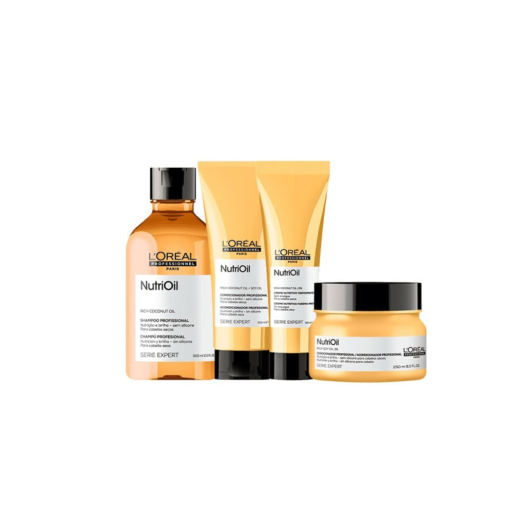 Kit NutriOil L'Oréal Professionnel Shampoo 300ml + Condicionador 200ml + Leave-In 150ml + Máscara de Tratamento 250ml