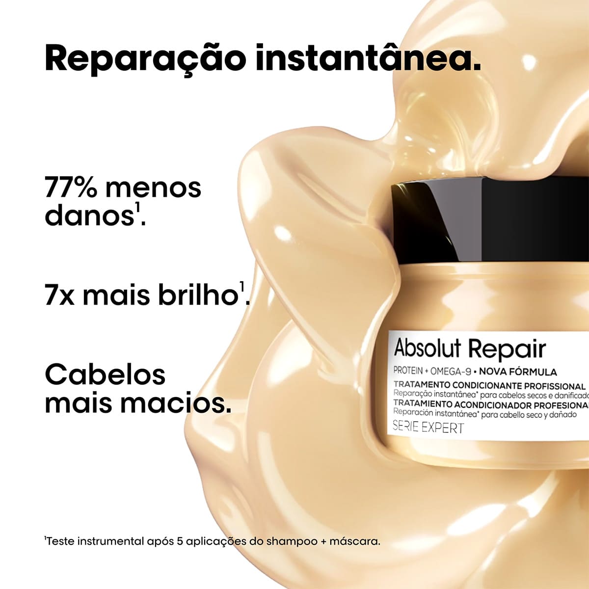 Kit Absolut Repair L'Oréal Professionnel Shampoo 300ml + Máscara Capilar 250g + Óleo Reparador 90ml