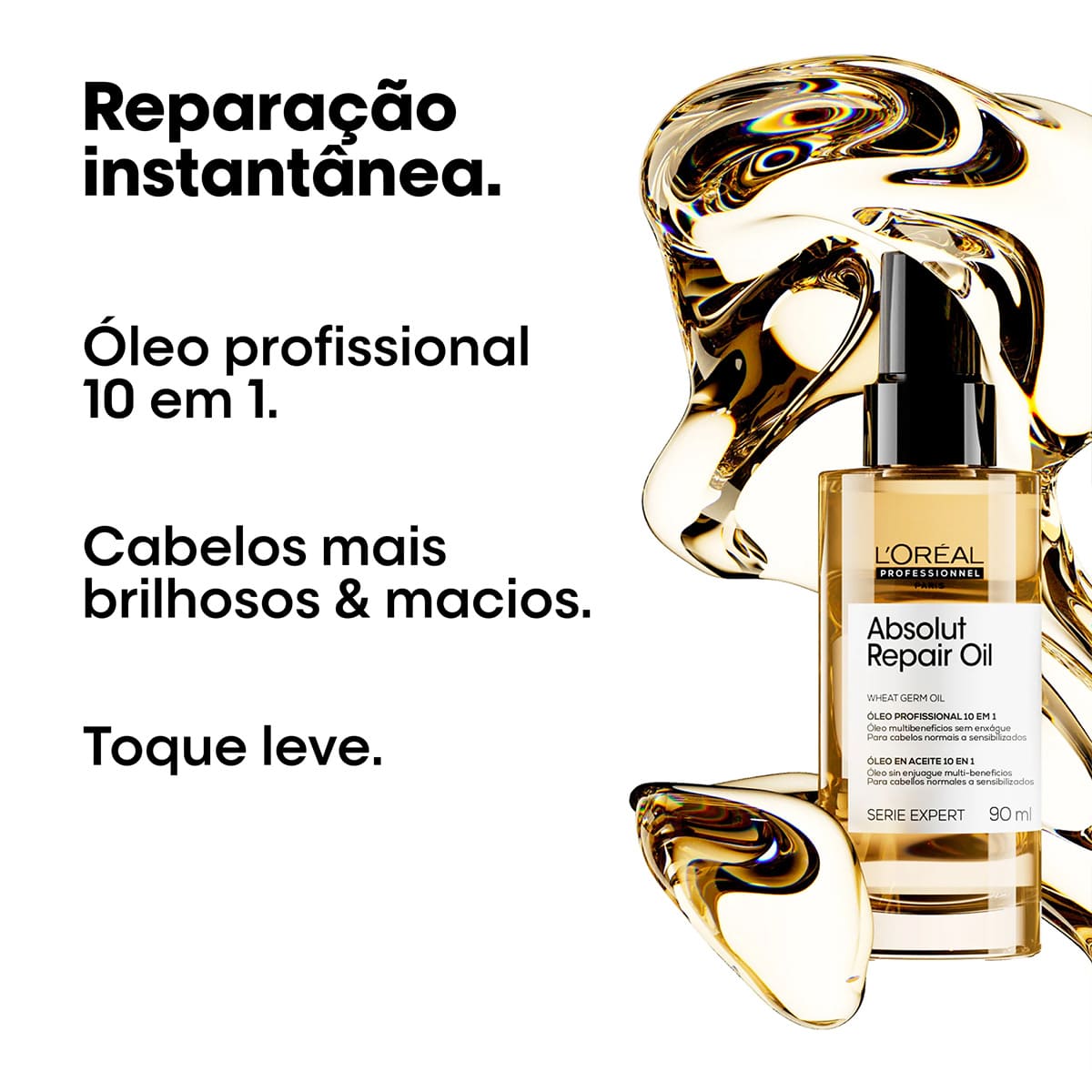 Kit Absolut Repair L'Oréal Professionnel Shampoo 300ml + Máscara Capilar 250g + Óleo Reparador 90ml