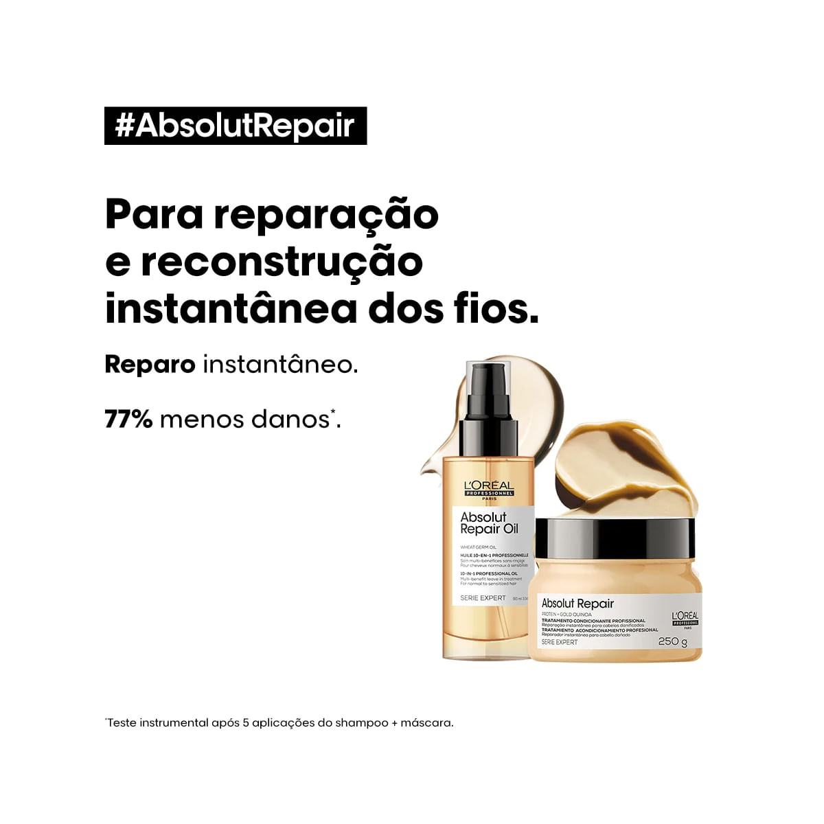 Kit Absolut Repair L'Oréal Professionnel Máscara Capilar 250g + Óleo Reparador 90ml