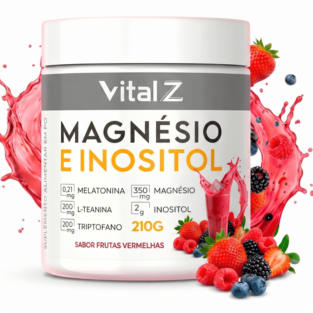 Magnésio e Inositol + Melatonina Vital Z 210g Sabor Frutas Vermelhas
