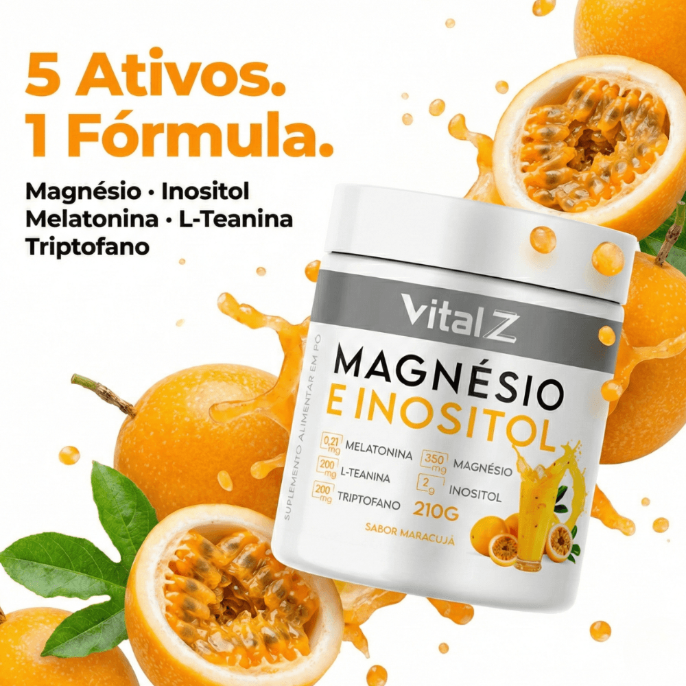 Magnésio e Inositol + Melatonina Vital Z 210g Sabor Maracujá