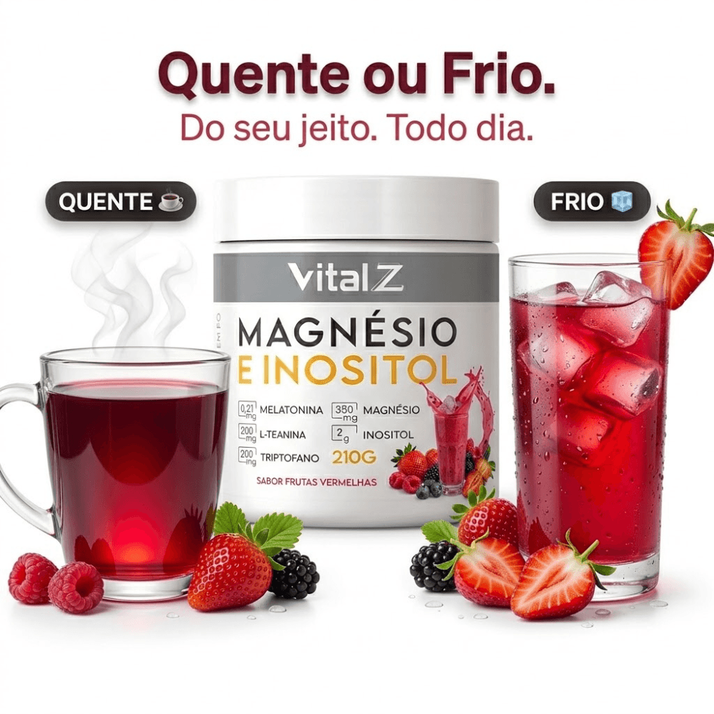 kit Vital Z 2x Magnésio e Inositol + Mixer 210g Sabor Frutas Vermelhas