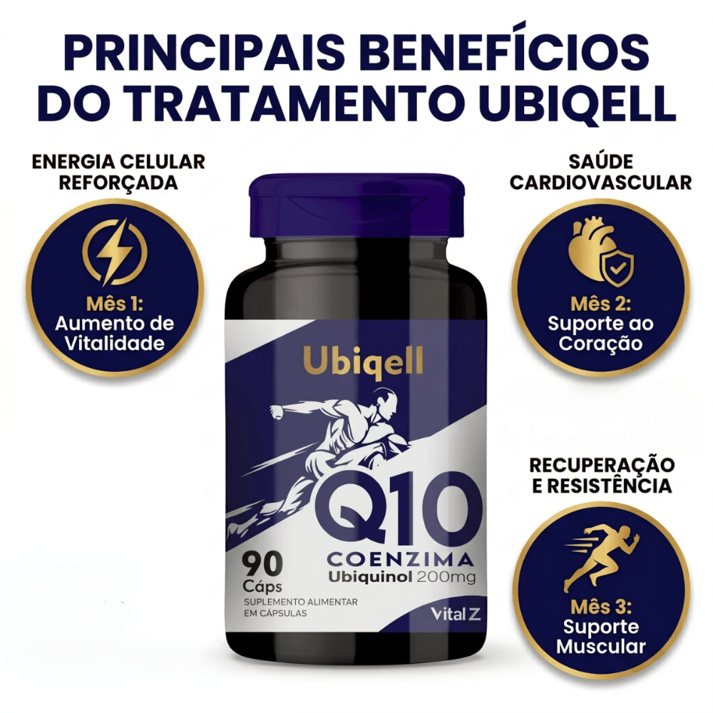 Ubiquell Coenzina Q10 Ubiquinol Vital Z 200mg 90 Cápsulas