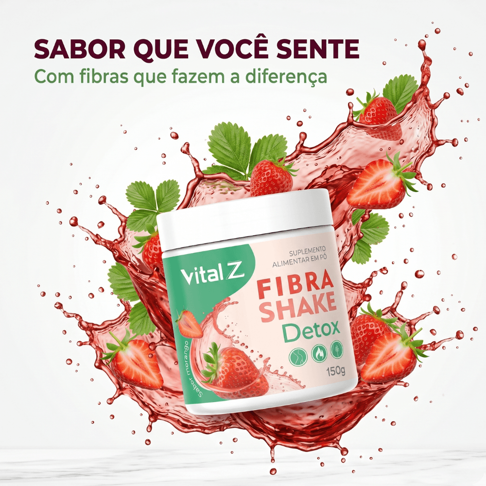 Fibra Shake Detox Vital Z 150g Sabor Morango