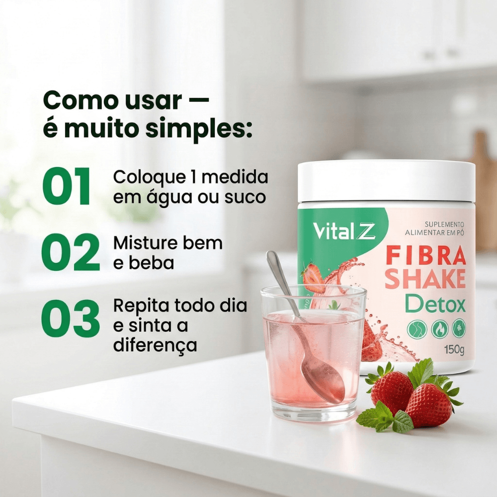 Fibra Shake Detox Vital Z 150g Sabor Morango