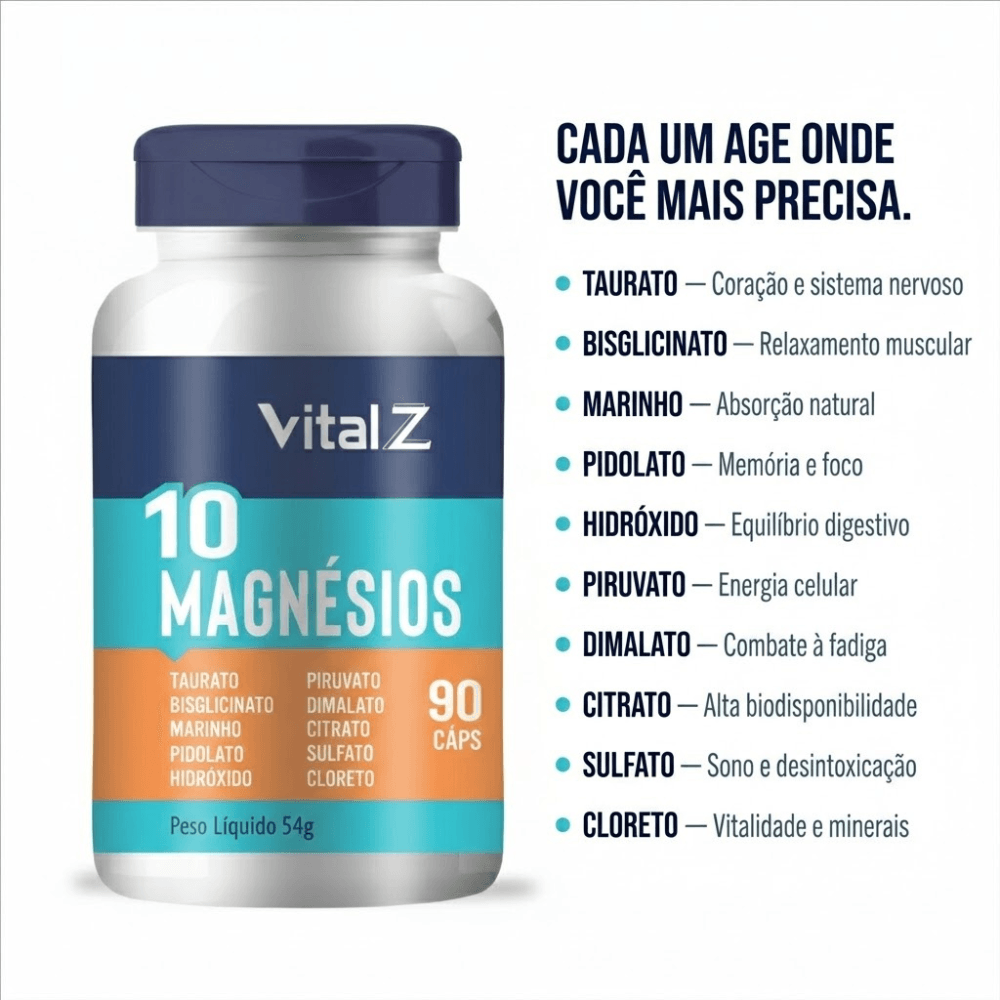 10 Magnésios Vital Z 90 Cápsulas