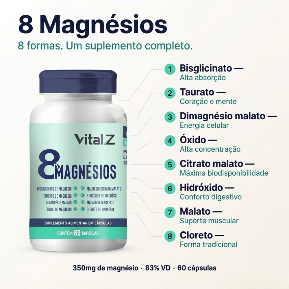 8 Magnésios Vital Z 60 cápsulas
