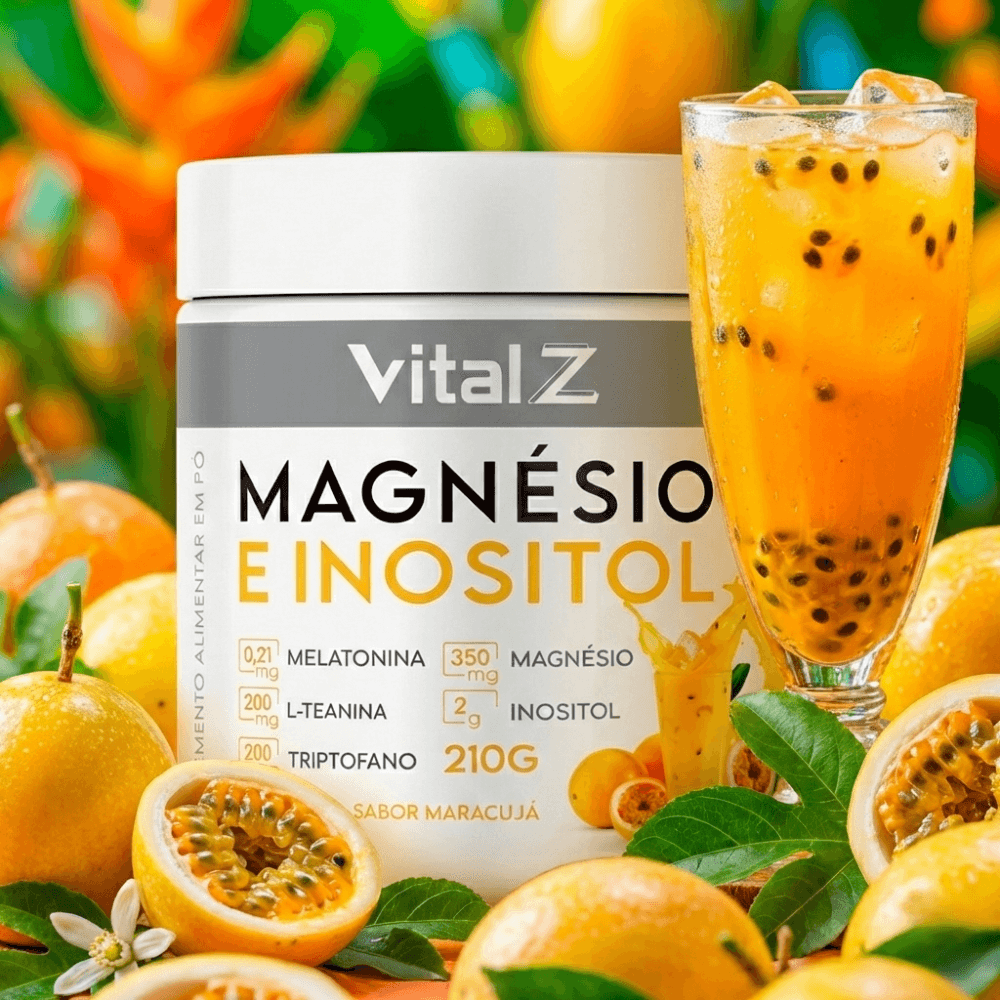 Kit 2x Magnésio e Inositol + Mixer Vital Z Sabor Maracujá 210g