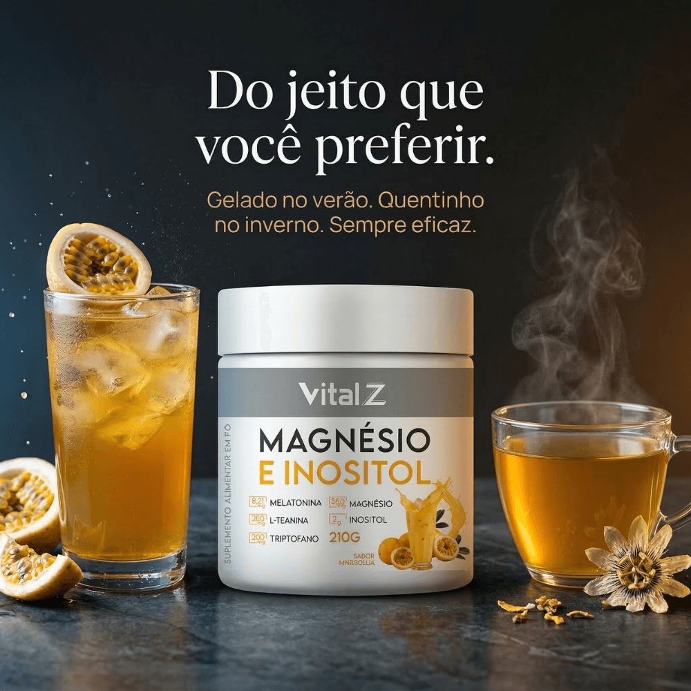 Kit 2x Magnésio e Inositol + Mixer Vital Z Sabor Maracujá 210g