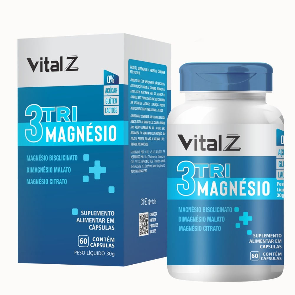 3 Tri Magnésio Vital Z 60 Cápsulas