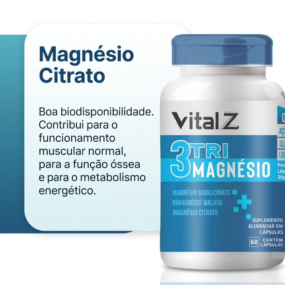 3 Tri Magnésio Vital Z 60 Cápsulas