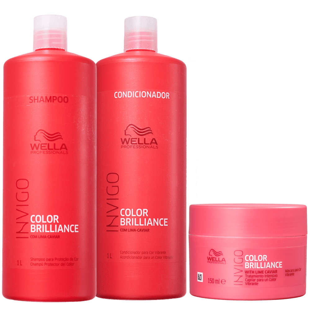 Kit Invigo Color Brilliance Wella Professionals Shampoo 1L + Condicionador 1L + Máscara Capilar 150ml