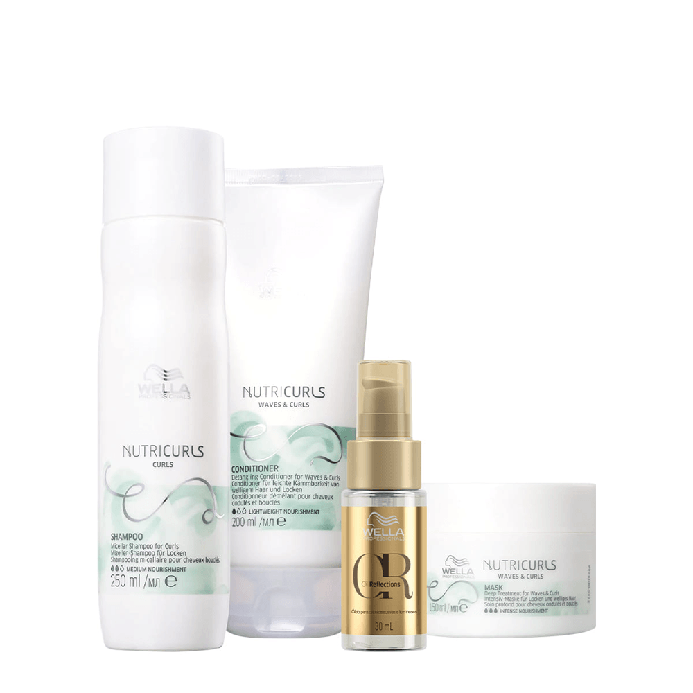 Kit Wella Professionals Shampoo Nutricurls 250ml + Condicionador Nutricurls 200ml+ Máscara de Nutrição 150ml + Oil Reflections 30ml