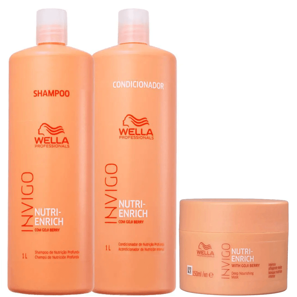 Kit Invigo Nutri-Enrich Wella Professionals Shampoo 1L + Condicionador 1L + Máscara de Nutrição 150ml