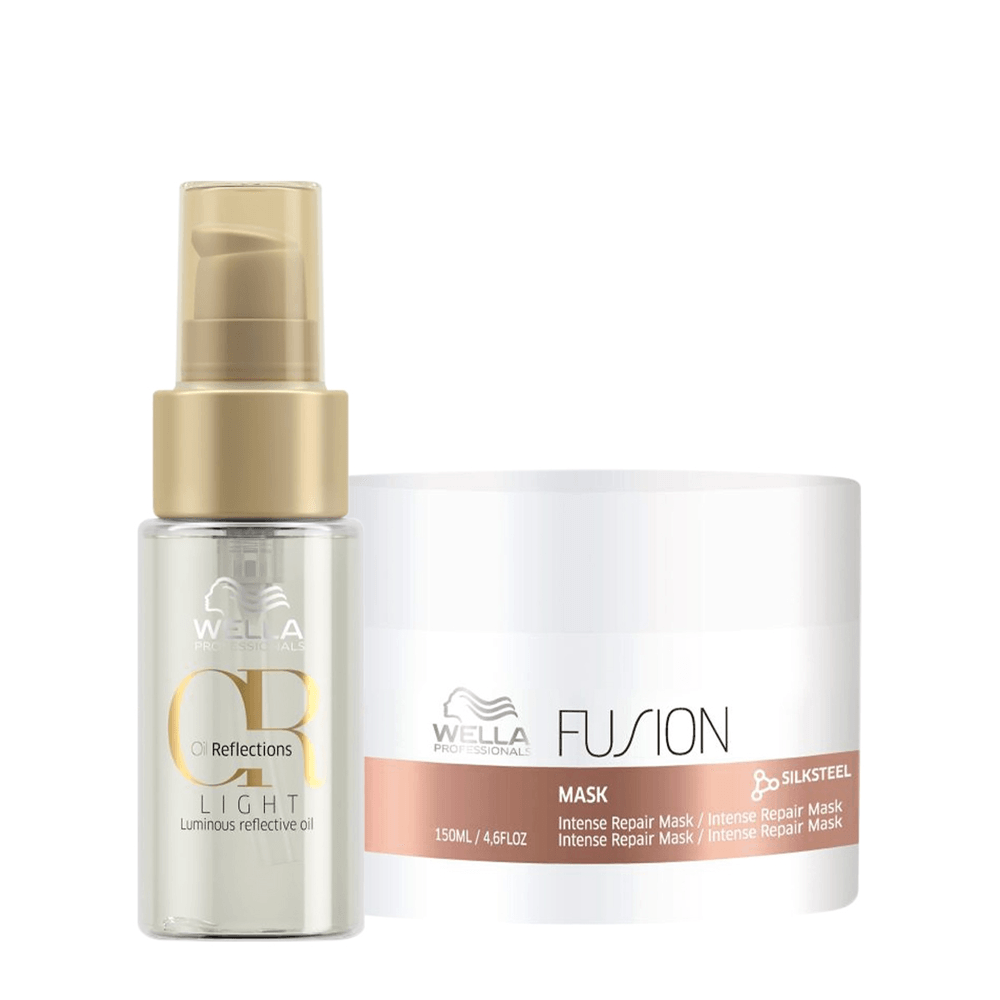 Kit Wella Professionals Máscara Reconstrutora Fusion 150g + Óleo Capilar Oil Reflections Luminous 30ml