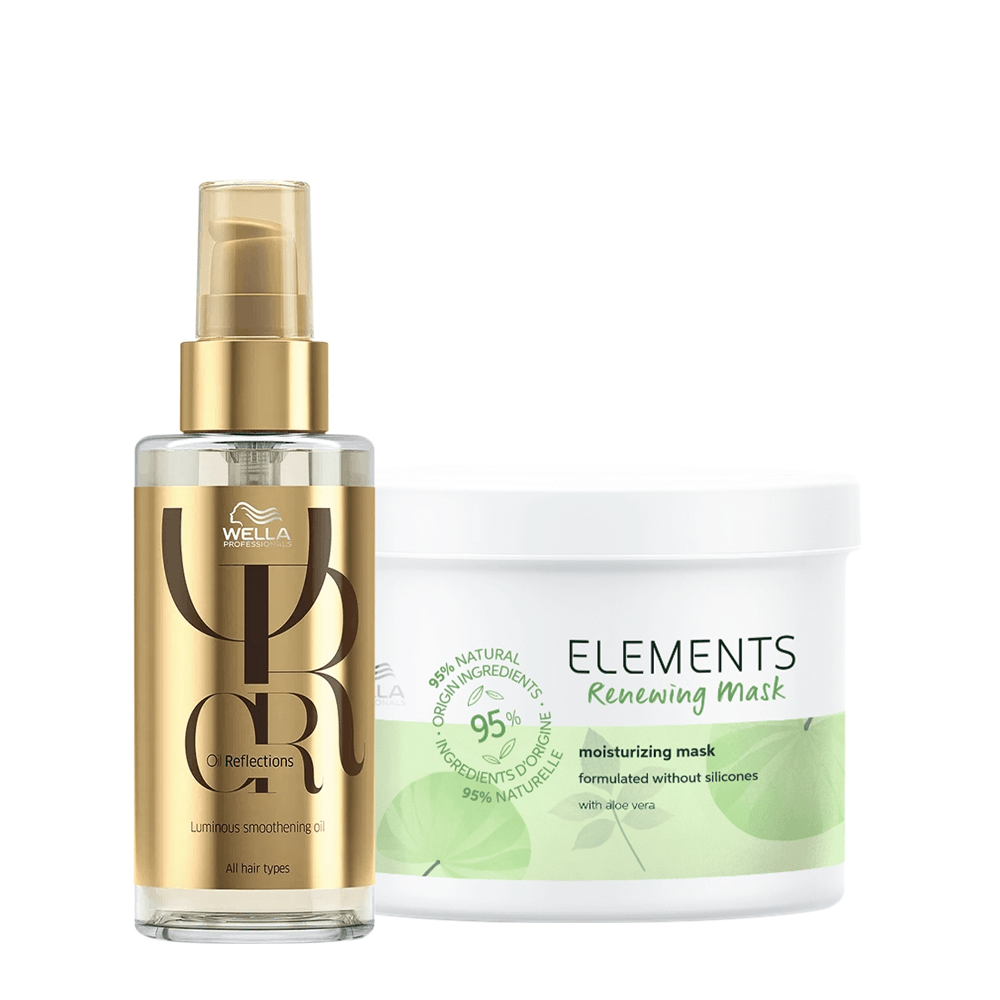 Kit Wella Professionals Máscara Elements Renewing 500ml + Óleo Capilar Oil Reflections 100ml