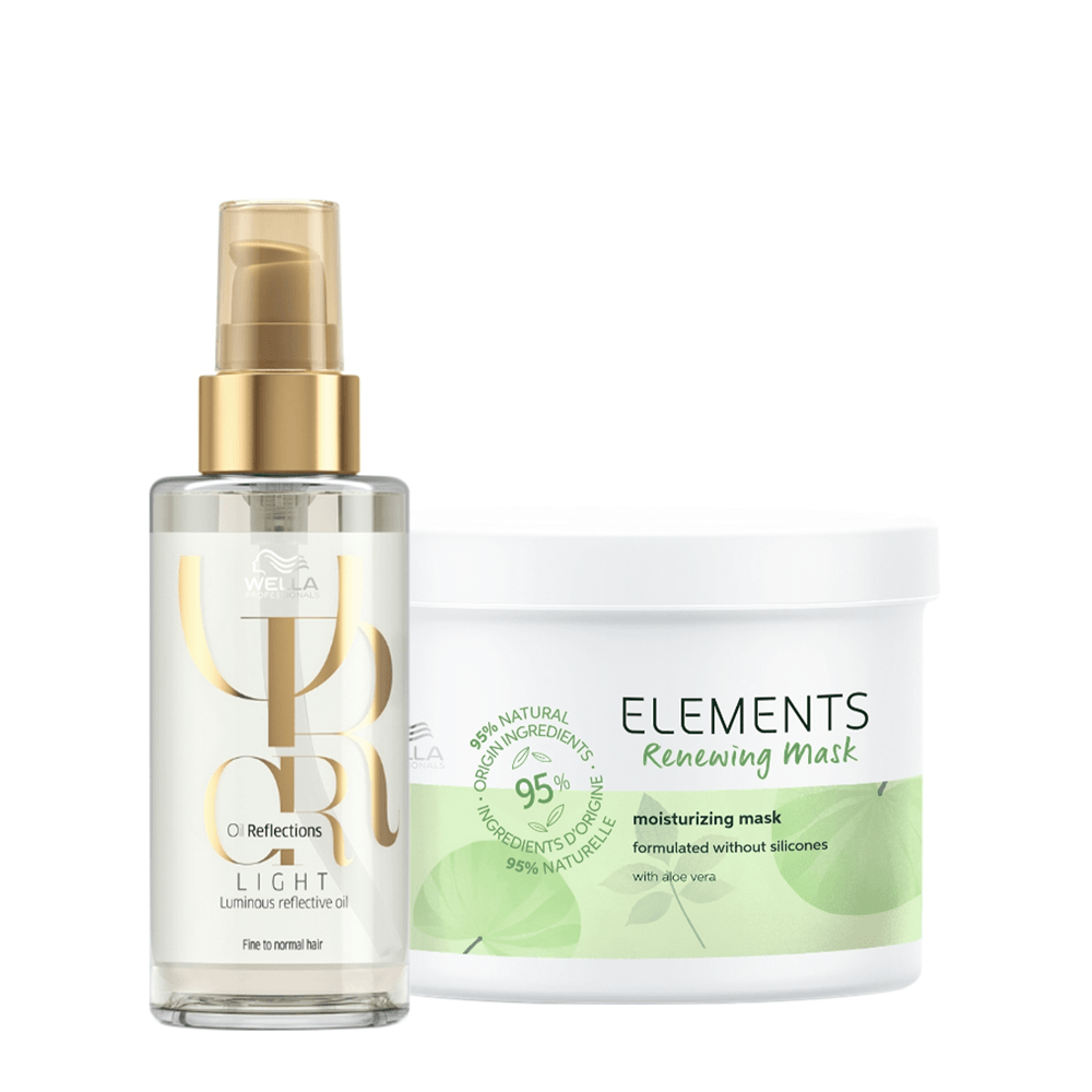 Kit Wella Professionals Máscara Elements Renewing 500ml + Óleo Capilar Oil Reflections Light 100ml
