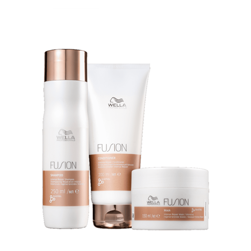Kit Fusion Wella Professionals Shampoo 250ml + Condicionador 200ml + Máscara Reconstrutora 150ml