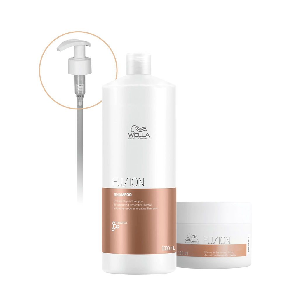 Kit Fusion Wella Professionals Shampoo 1L + Máscara Capilar 150ml + Válvula