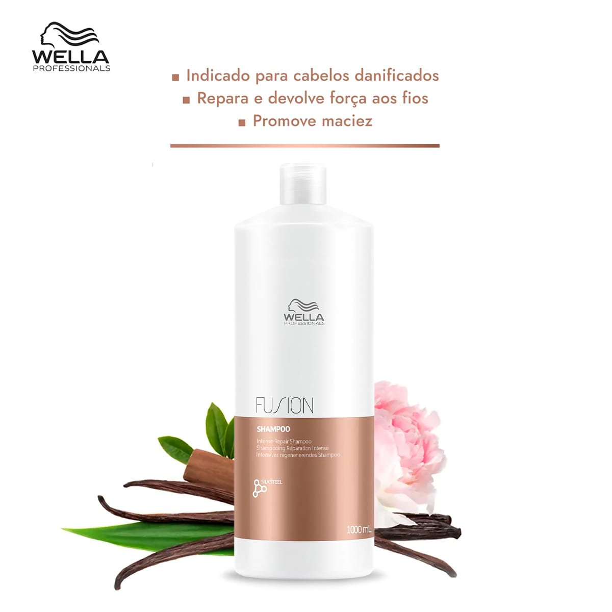 Kit Fusion Wella Professionals Shampoo 1L + Máscara Capilar 500ml + Válvula