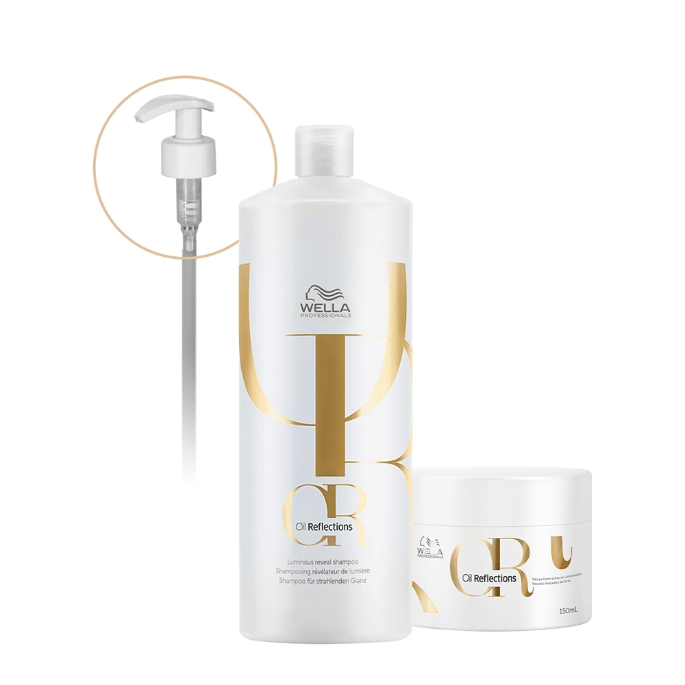 Kit Oil Reflection Wella Professionals Shampoo 1L + Máscara 150ml + Válvula