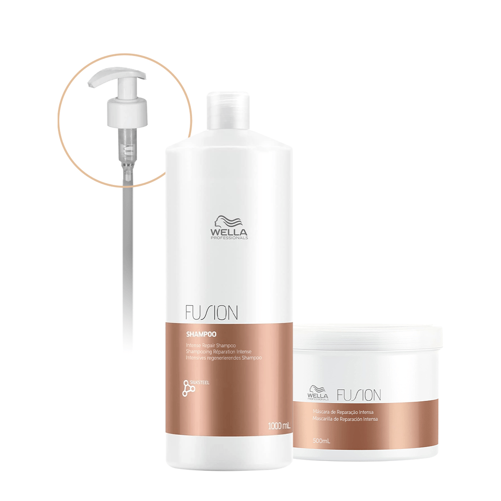 Kit Fusion Wella Professionals Shampoo 1L + Máscara Capilar 500ml + Válvula