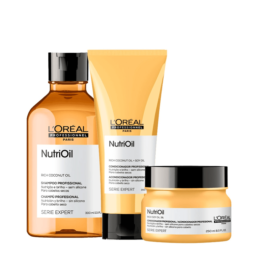 Kit Nutrioil L' Oreal Professionnel Shampoo 300ml + Condicionador  200ml + Máscara De Tratamento 250ml