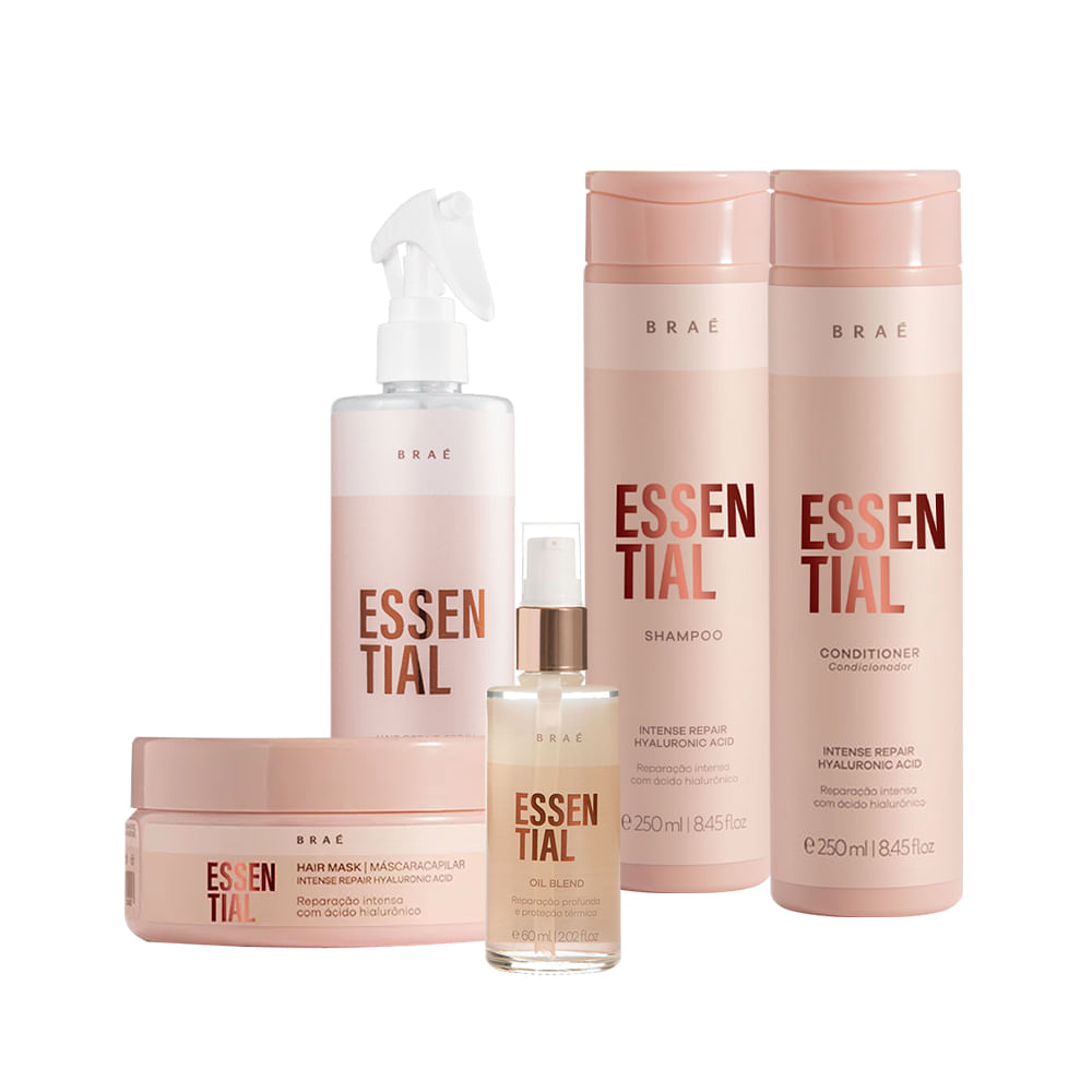 Kit Braé Shampoo 250ml + Condicionador 250ml + Máscara 200g + Óleo Reparador 60ml + Fluido Reparador 260ml