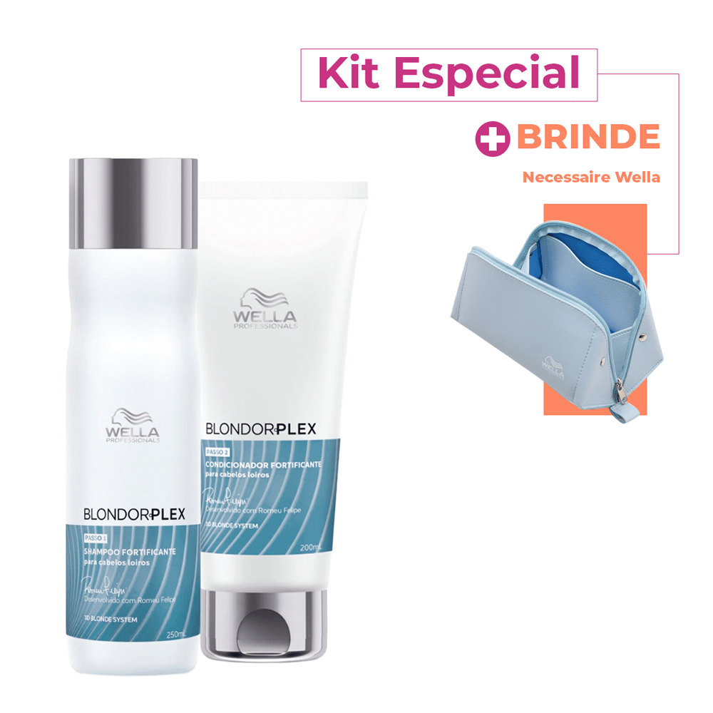 Kit Blondorplex Wella Professionals Shampoo 250ml + Condicionador 200ml + Necessaire