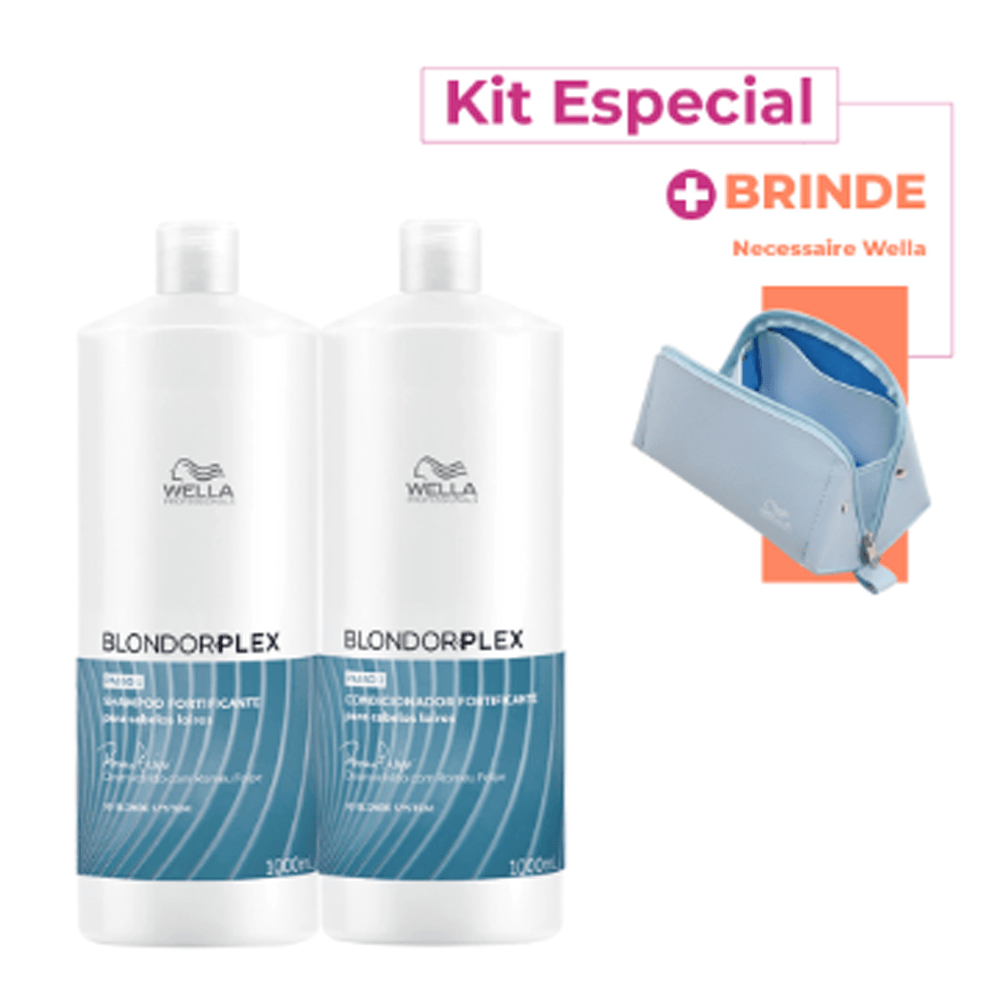 Kit Blondorplex Wella Professionals Shampoo 1l + Condicionador 1l + Necessaire